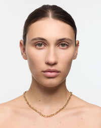 Figaro Paperclip Necklace | 23k Gold Plated
