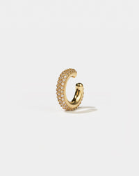 Halo Ear Cuff Triple Pave Small in 9ct Yellow Gold with round brilliant cut, pave set white diamonds. 0.32 carats. Inner diameter approximately 8mm.