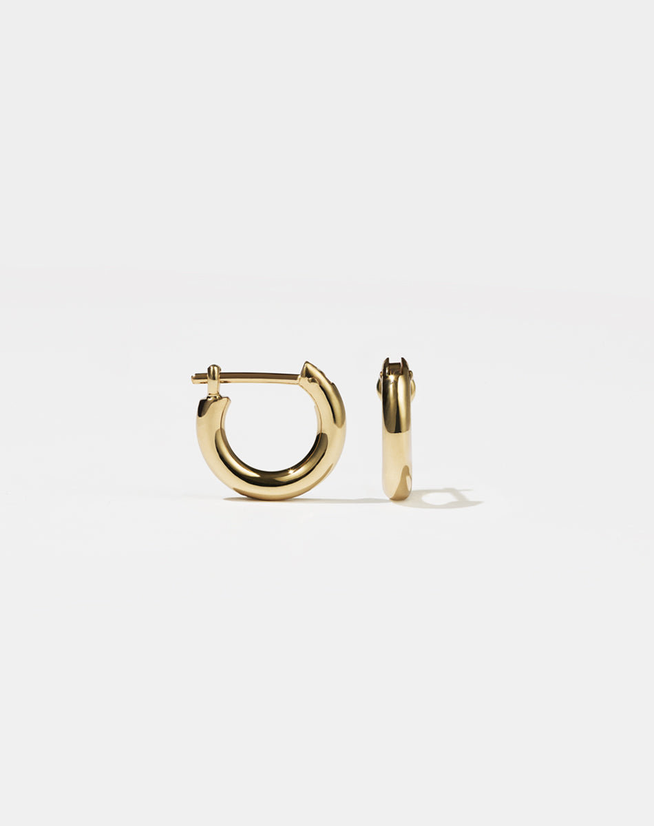 Halo Huggies Earrings in 23k Gold Plated or 9ct Yellow Gold with lever or clicker back earring closure. Inner diameter approximately 7mm.