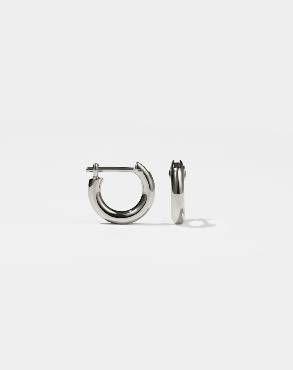 Halo Huggies Earrings in Sterling Silver with lever or clicker back earring closure. Inner diameter approximately 7mm.