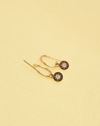 Lulu Signature Hoop Earrings in 23k Gold Plated or 9ct Yellow with star set White Diamond. 6mm in diameter.