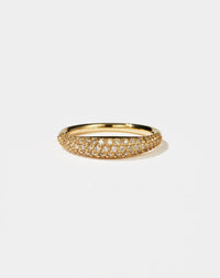 Mini Claude Ring Pave in 9ct Yellow Gold with round brilliant cut, pave set white diamonds. 0.40 carats. 2mm to 4.5mm width wedding band.