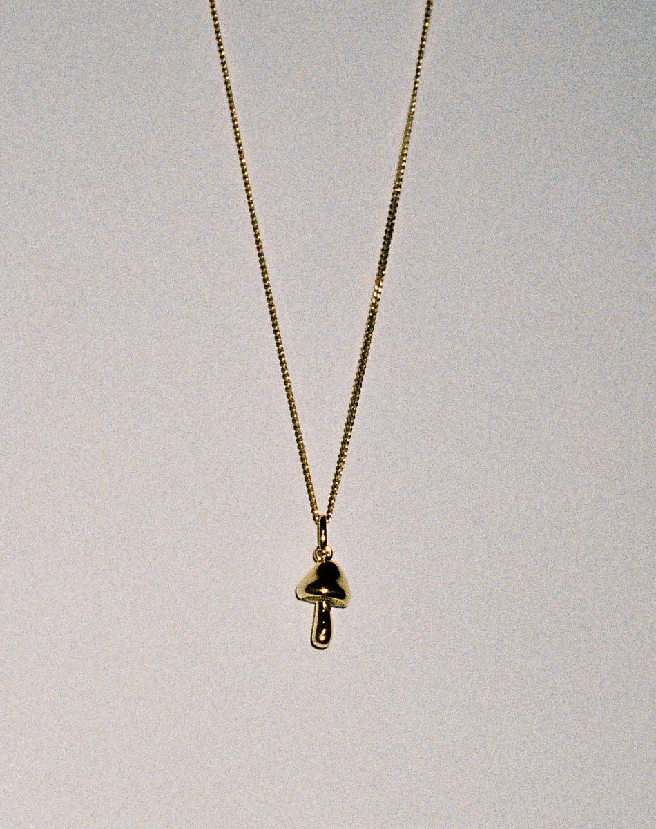 Mushroom Charm Necklace | 9ct Yellow Gold