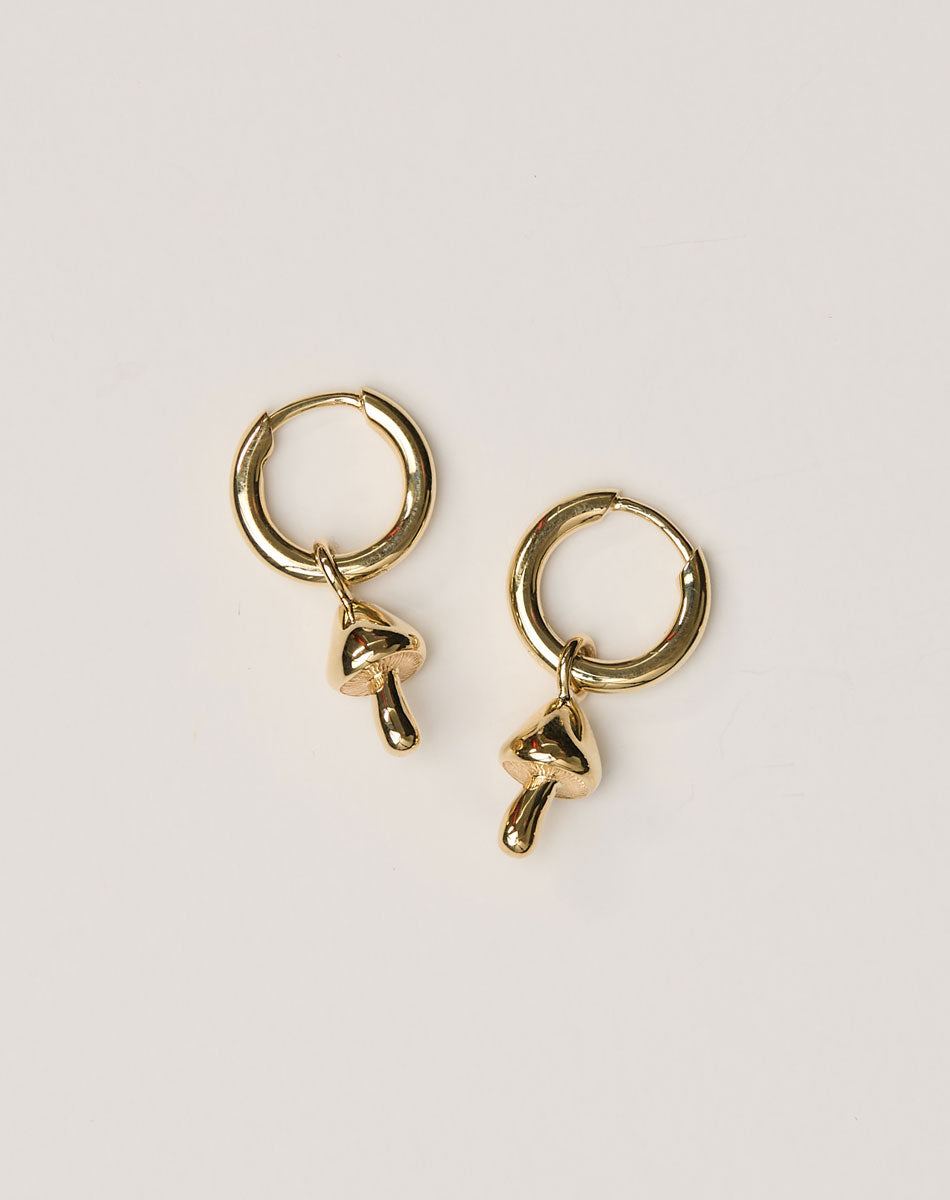 Mushroom Charm Earrings | Sterling Silver