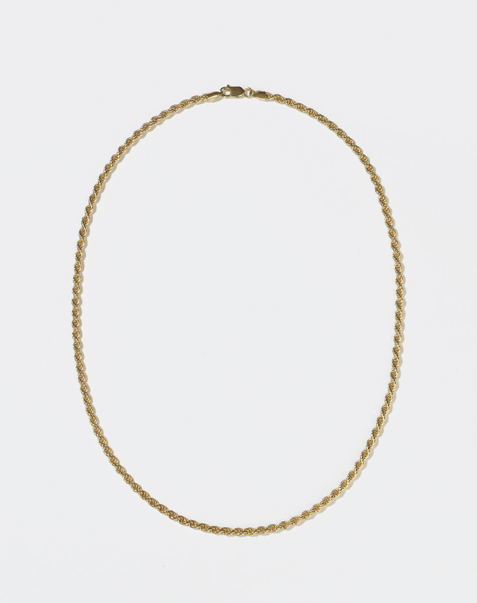 Meadowlark Jewellery's vintage-inspired chain necklace with a fine twisted rope-like chain. Wear alone or layer with your favourite charm necklaces. Available in 23k Gold Plated or Sterling Silver.