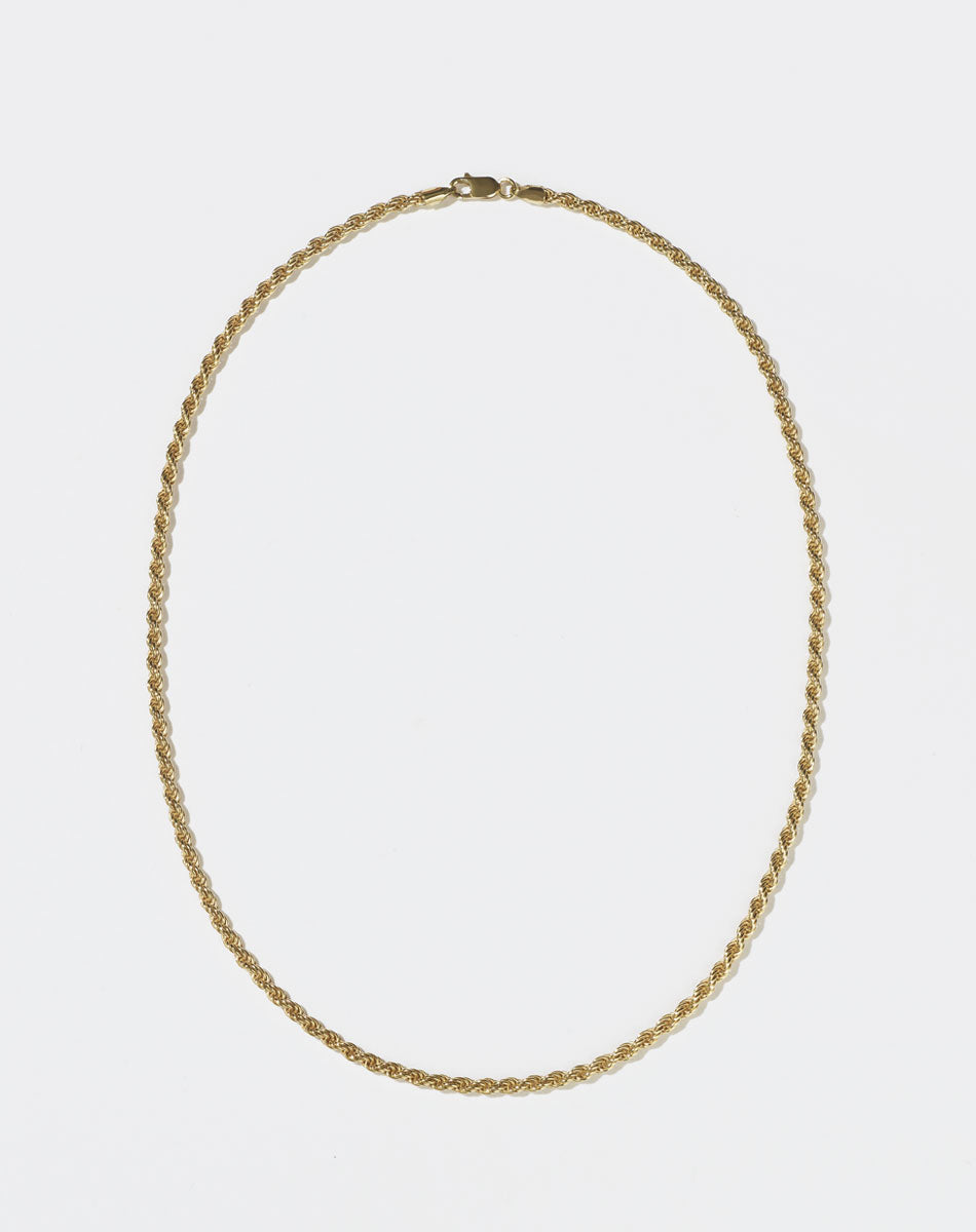 Meadowlark Jewellery's vintage-inspired chain necklace with a fine twisted rope-like chain. Wear alone or layer with your favourite charm necklaces. Available in 23k Gold Plated or Sterling Silver.