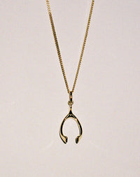 Gold wishbone pendant necklace 