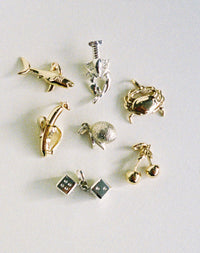 Gold and Silver Charms - Shark, Lobster, Crab, Banana, Lemon, Cherry, Dice.