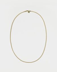 A wheat chain necklace gold plated on a white background.