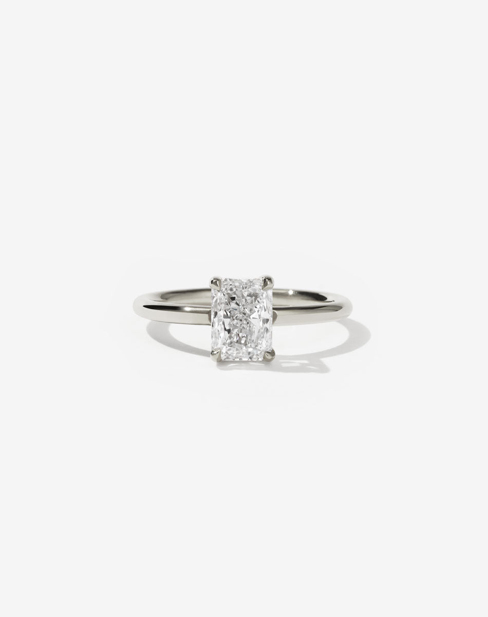 Radiant cut diamond Solitaire white gold engagement ring