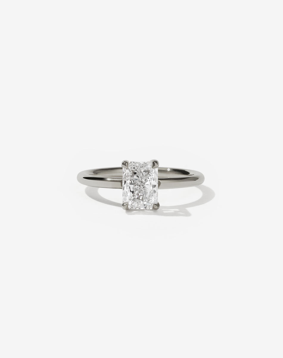 Radiant cut diamond Solitaire white gold engagement ring