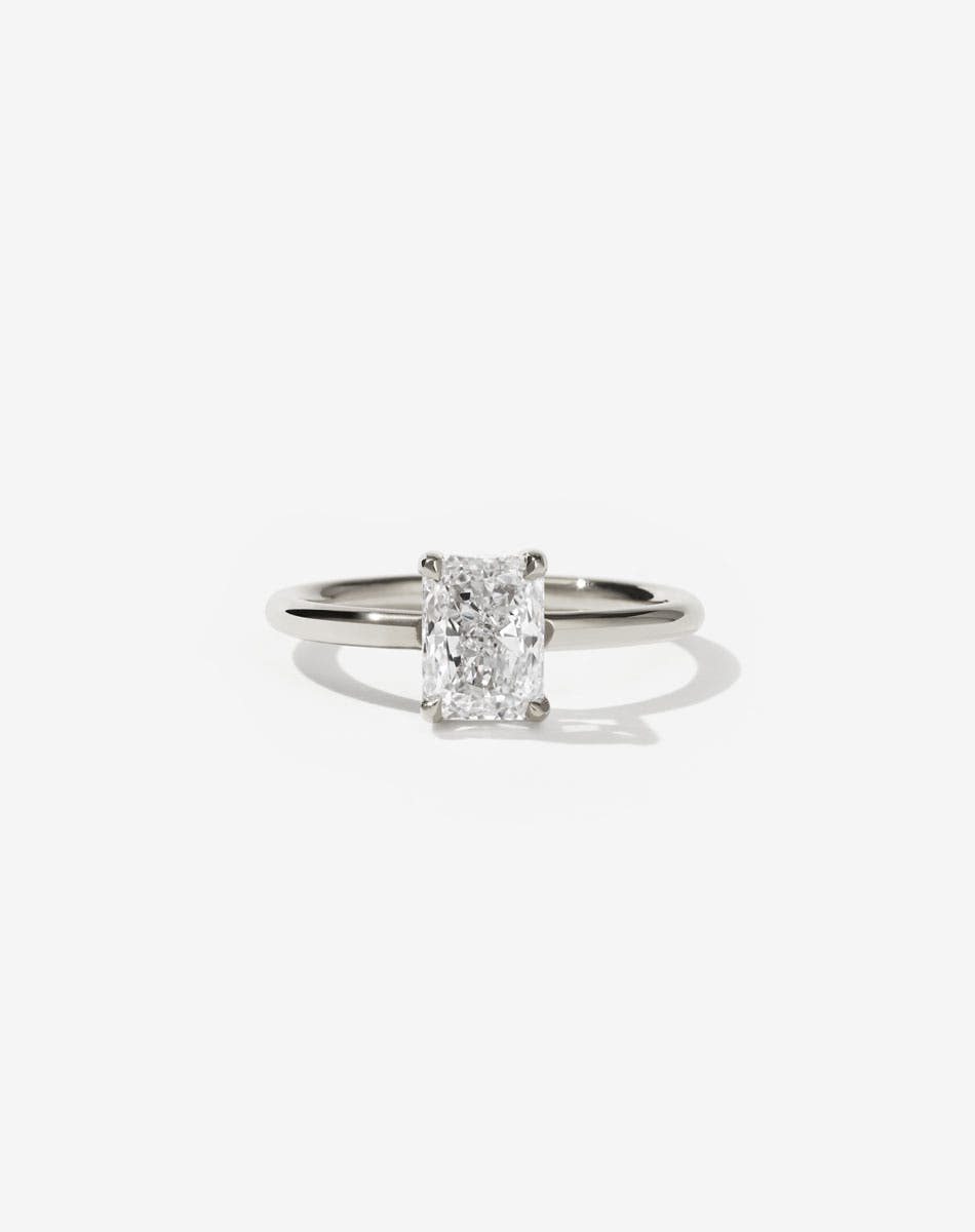 Radiant cut diamond Solitaire yellow gold engagement ring