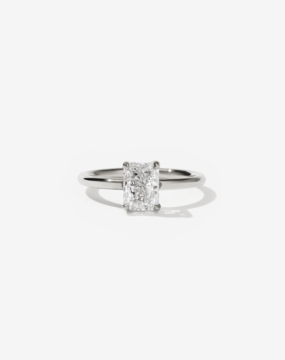 Radiant cut diamond Solitaire platinum engagement ring