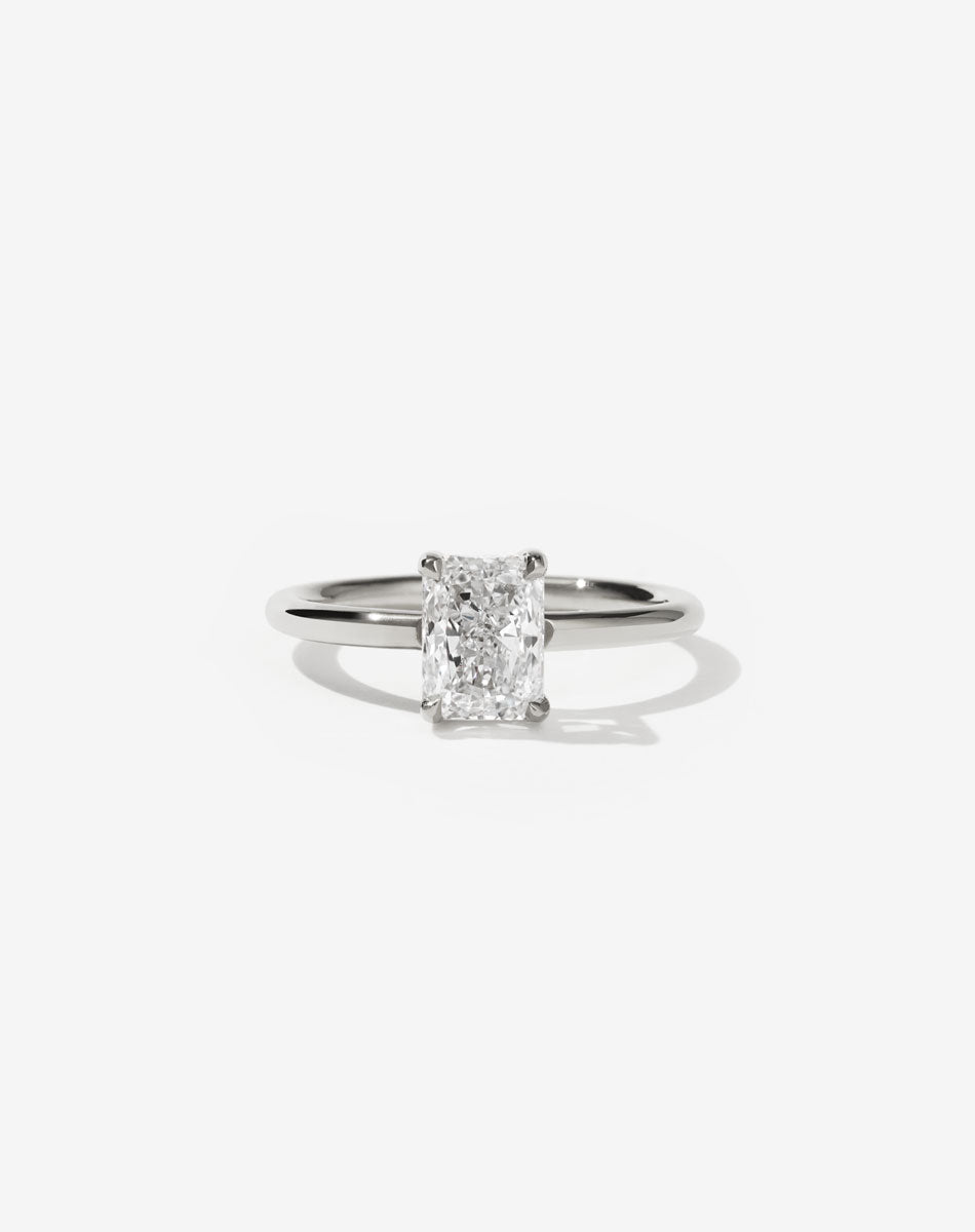 Radiant cut diamond Solitaire platinum engagement ring