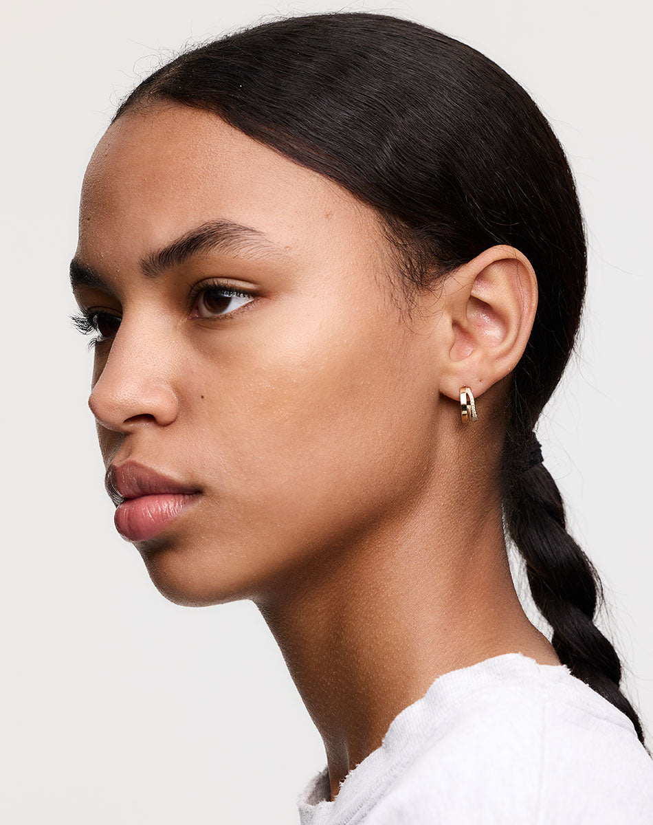 Bliss Hoops Small Pave | 9ct Yellow Gold