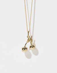 Cherry Charm Necklace | 23k Gold Plated