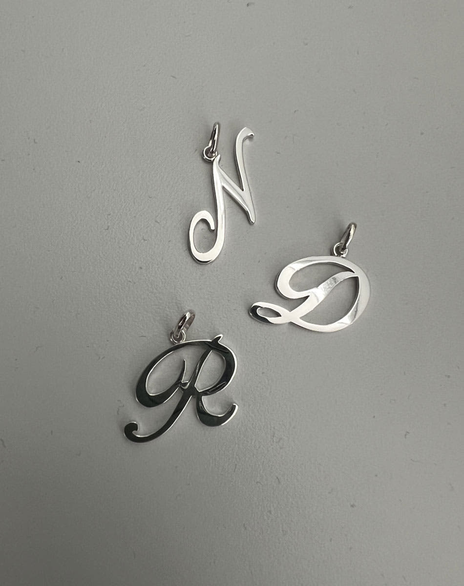 Cursive Letter Charm | Sterling Silver