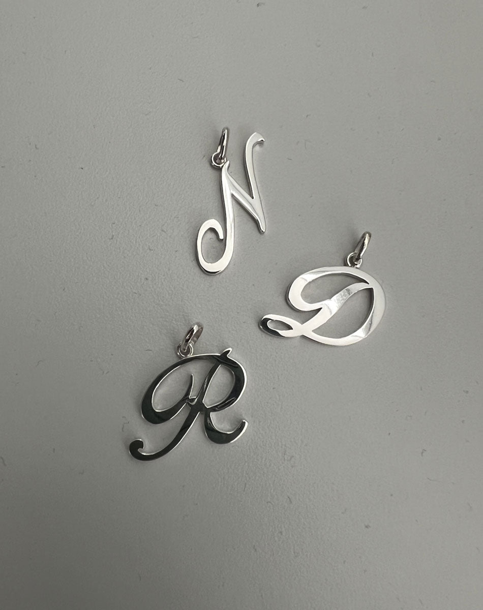 Cursive Letter Charm | Sterling Silver