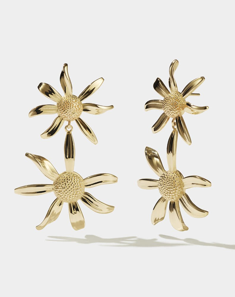 Daisy Drop Earrings | 23k Gold Plated
