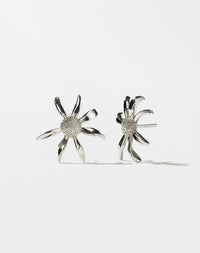A pair of sterling silver daisy earrings with a bold stud design.