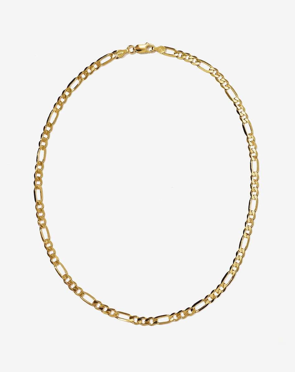 A gold Figaro wide chain necklace 