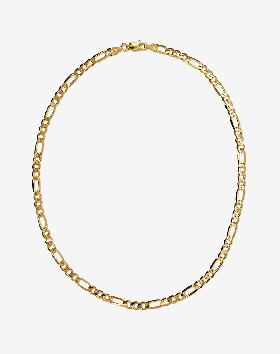 A gold Figaro wide chain necklace 