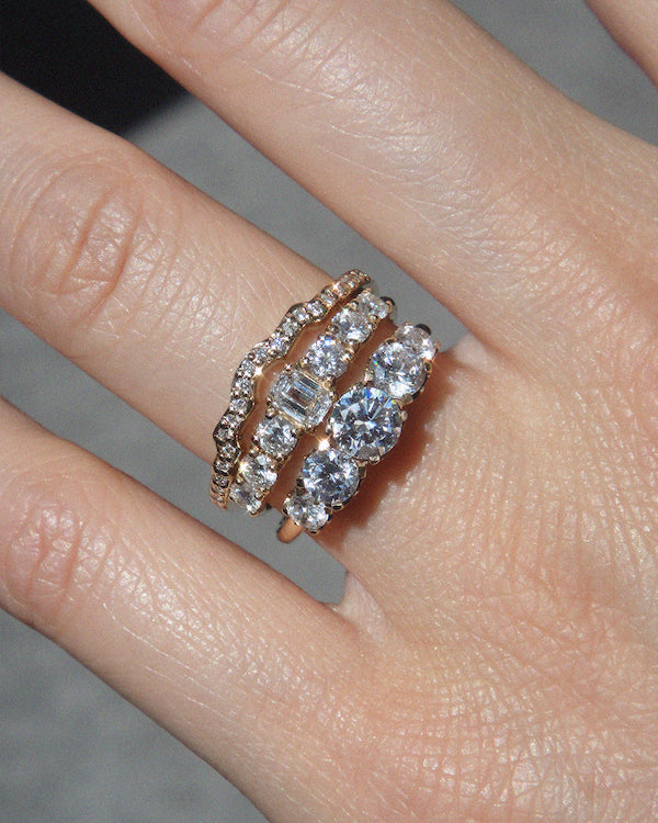 Signature 5 Stone Ring, Amelie Ring & Eternal Band Pave