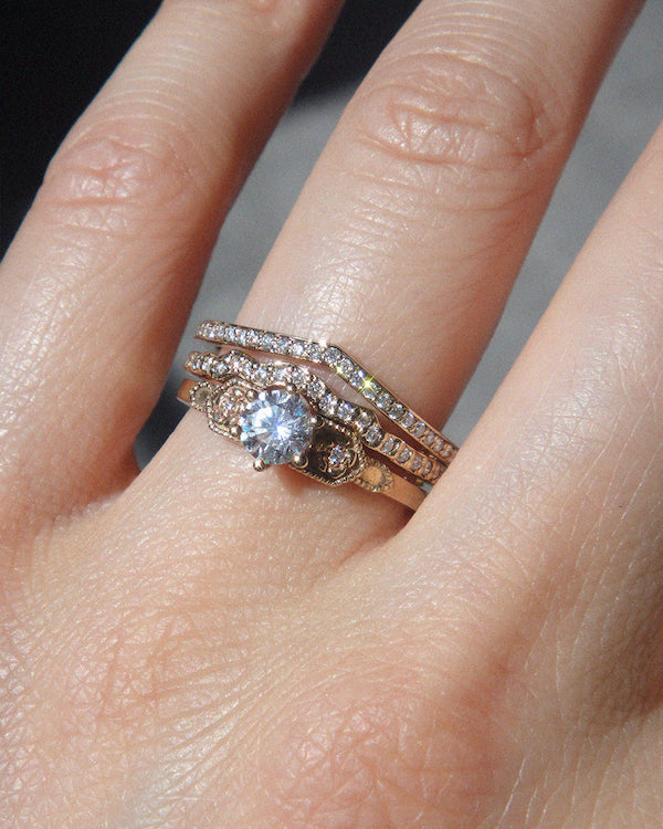 Eternal Engagement Ring, Eternal Band Pave & Curved Eternity Band