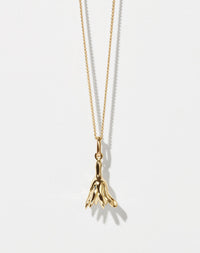 Meadowlark Jewellery’s Magda Charm Necklace in  23k Gold Plated Sterling Silver or 9ct Yellow Gold. A single bell-shaped flower charm suspended from a fine diamond curb chain. A symbol of quiet transformation and the tender strength of nature. From the Dreams collection.