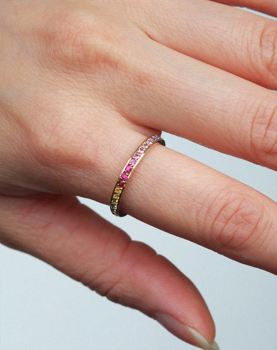Rainbow Eternity Band | 9ct Yellow Gold