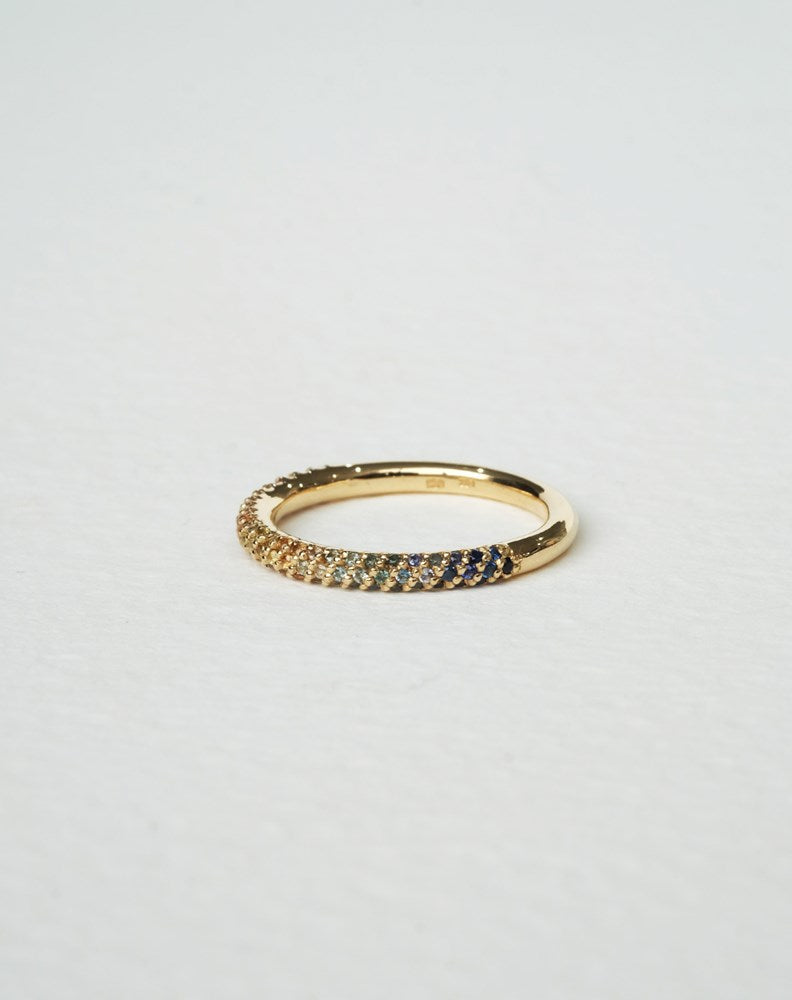 Rainbow Halo Band Triple Pave | 9ct Yellow Gold