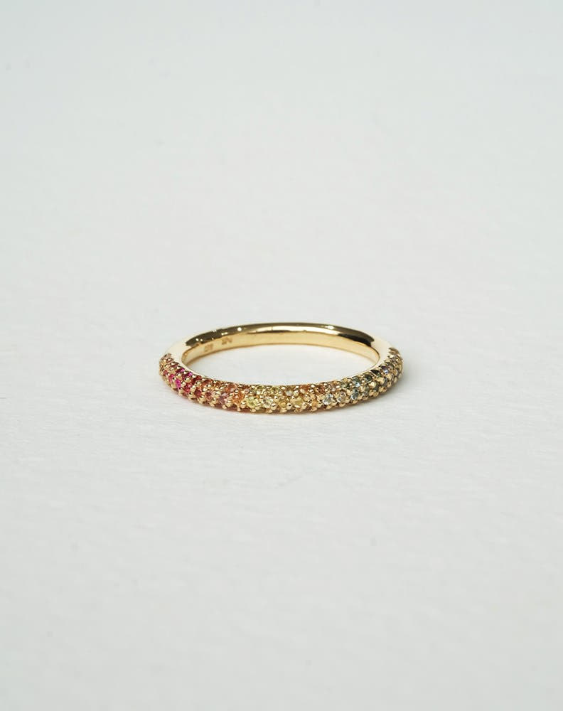 Rainbow Halo Band Triple Pave | 9ct Yellow Gold