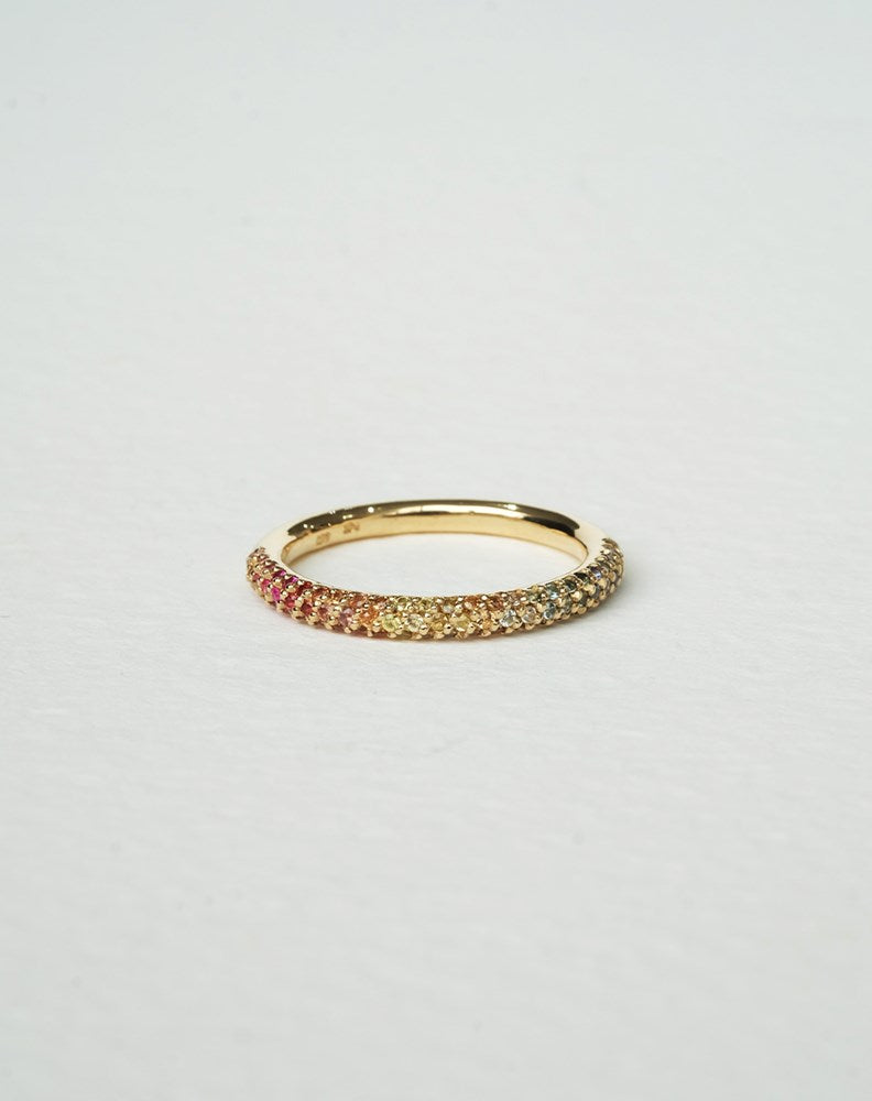 Rainbow Halo Band Triple Pave | 9ct Yellow Gold