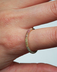 Rainbow Halo Band Triple Pave | 9ct Yellow Gold