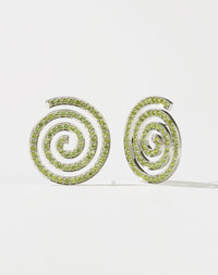 Spiral Earrings Large Pave | Sterling Silver