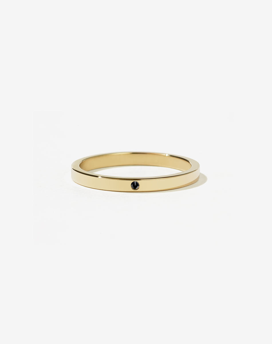 2mm Band with Stone | 18ct Yellow Gold