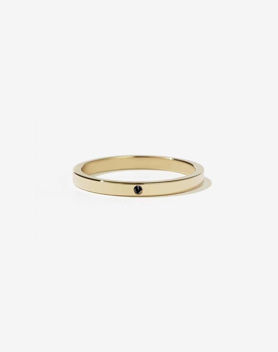 2mm Band with Stone | 14ct Yellow Gold