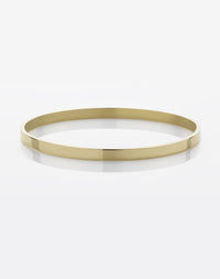 A solid 4mm wide smooth gold bangle bracelet.