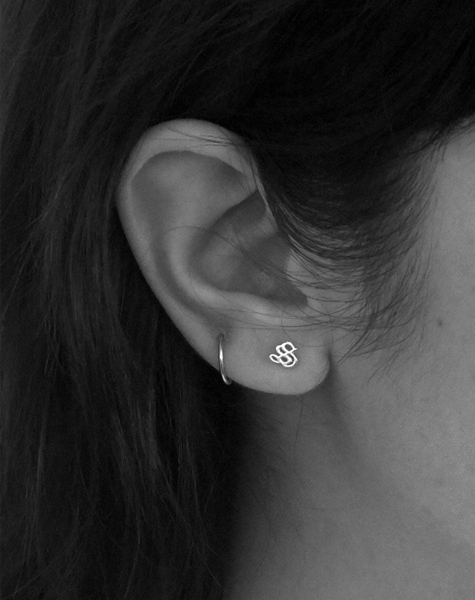Capital Letter Stud Earring Single | 23k Gold Plated