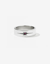 Diamond Star Band Flat | Sterling Silver