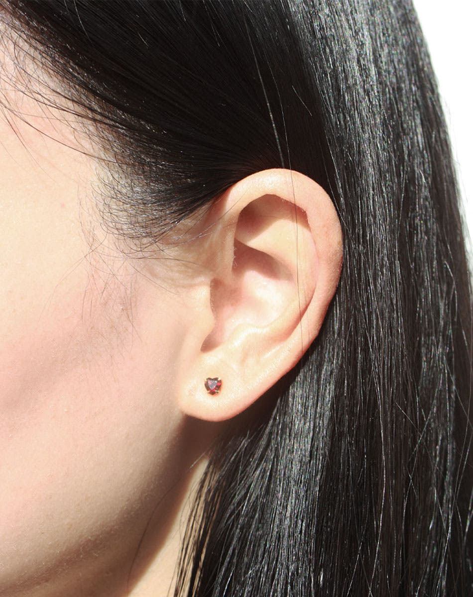 Micro Heart Jewel Studs | Sterling Silver