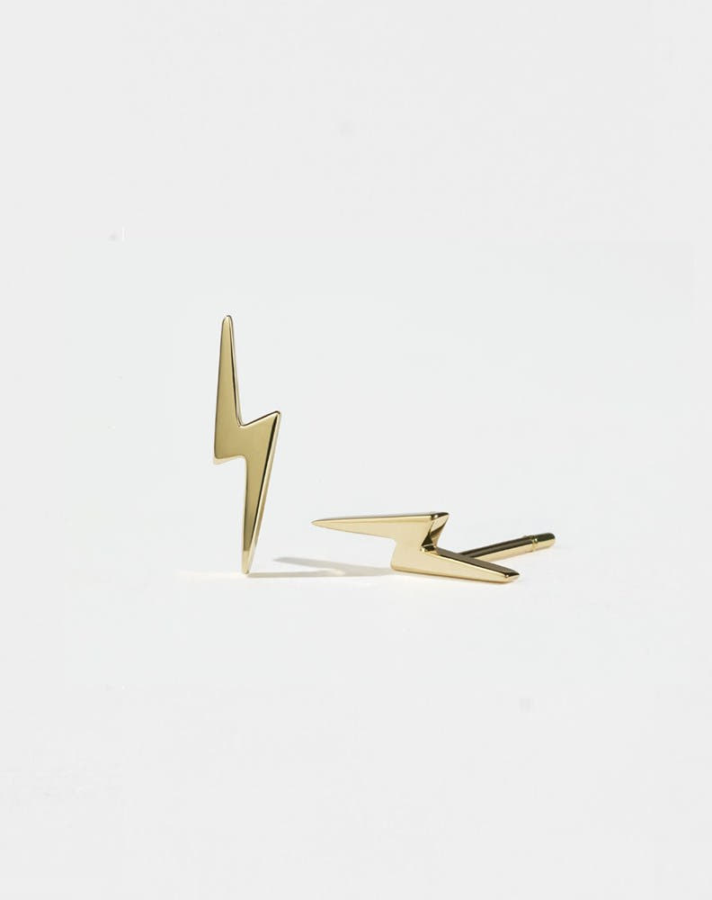 Nell Lightning Bolt Stud Earrings | 9ct Yellow Gold