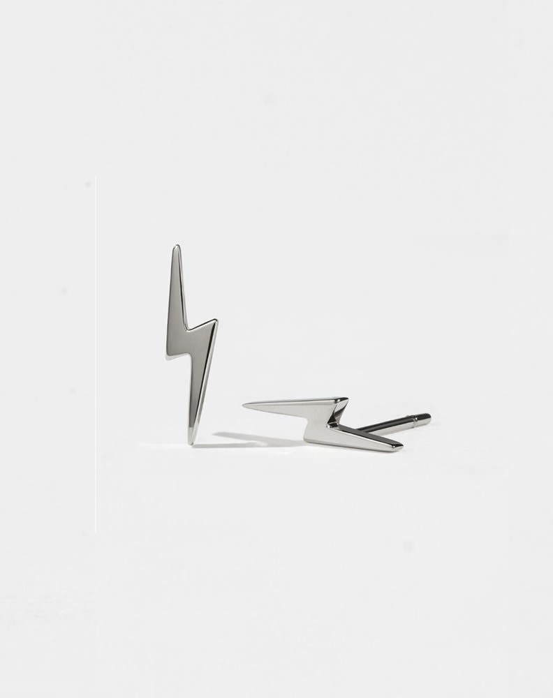 Nell Lightning Bolt Stud Earrings | Sterling Silver