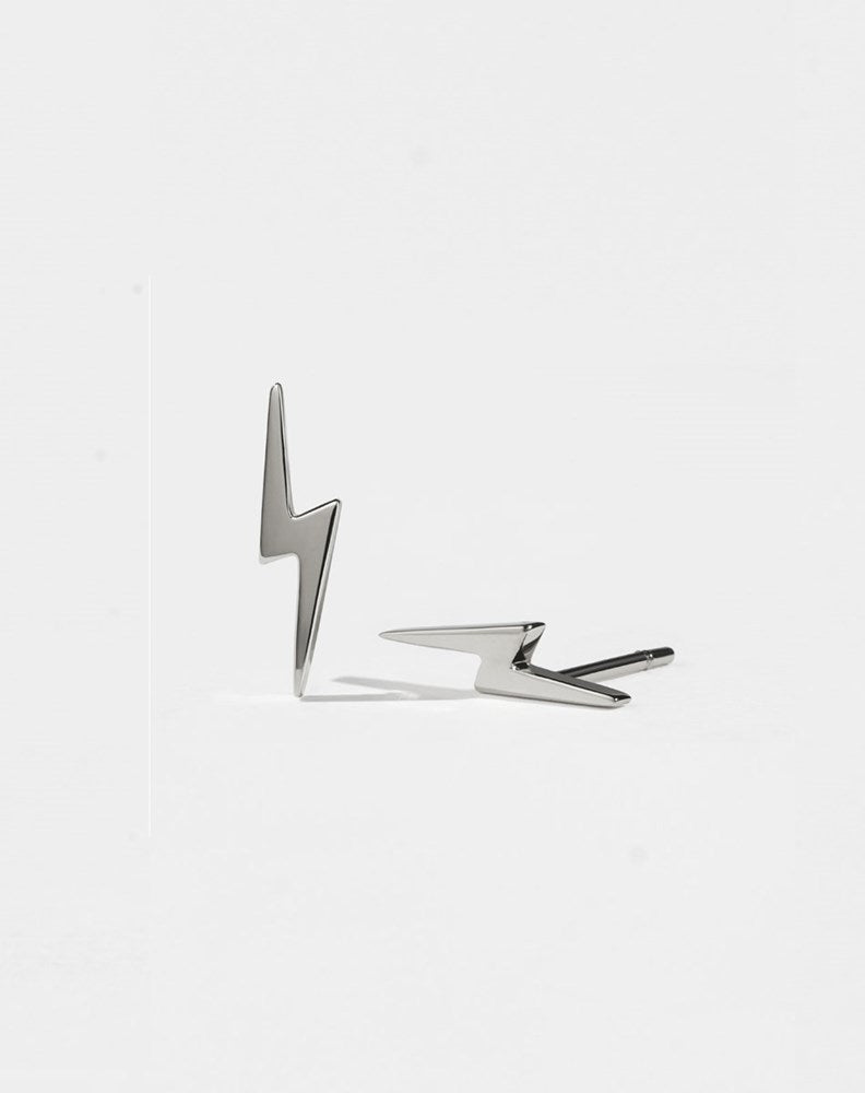 Nell Lightning Bolt Stud Earrings | Sterling Silver