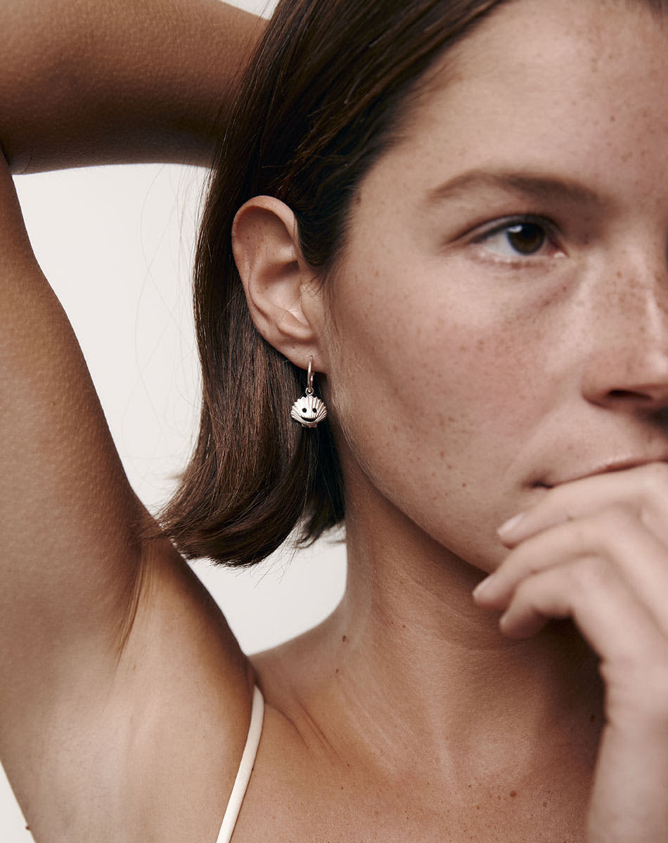 NELL Shell Signature Hoops | Sterling Silver