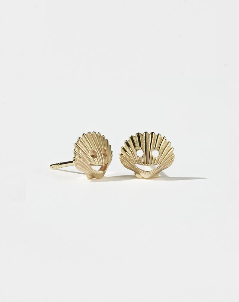 Nell Shell Stud Earrings | 9ct Yellow Gold