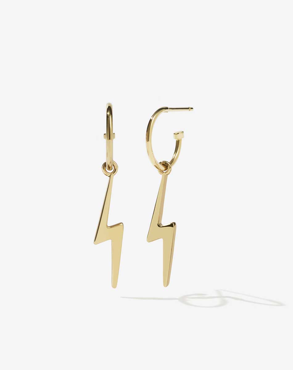 NELL Lightning Bolt Signature Hoops | Gold Plated