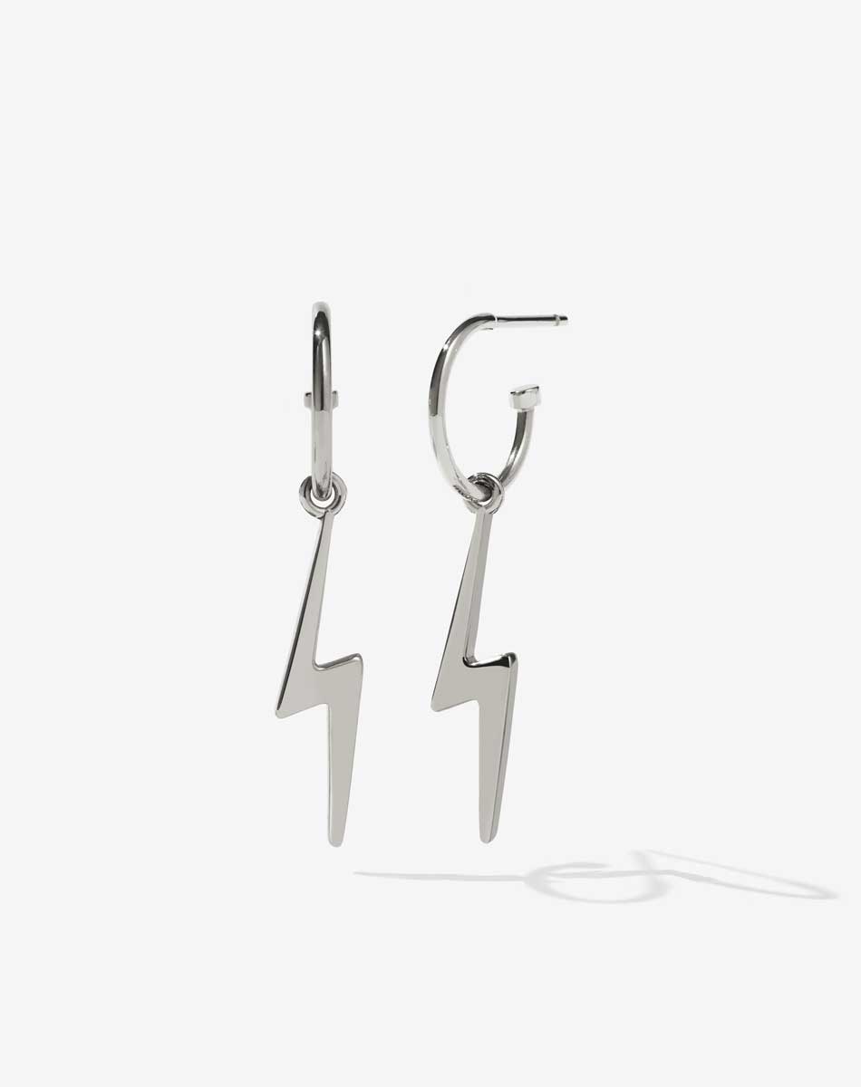 NELL Lightning Bolt Signature Hoops | Sterling Silver