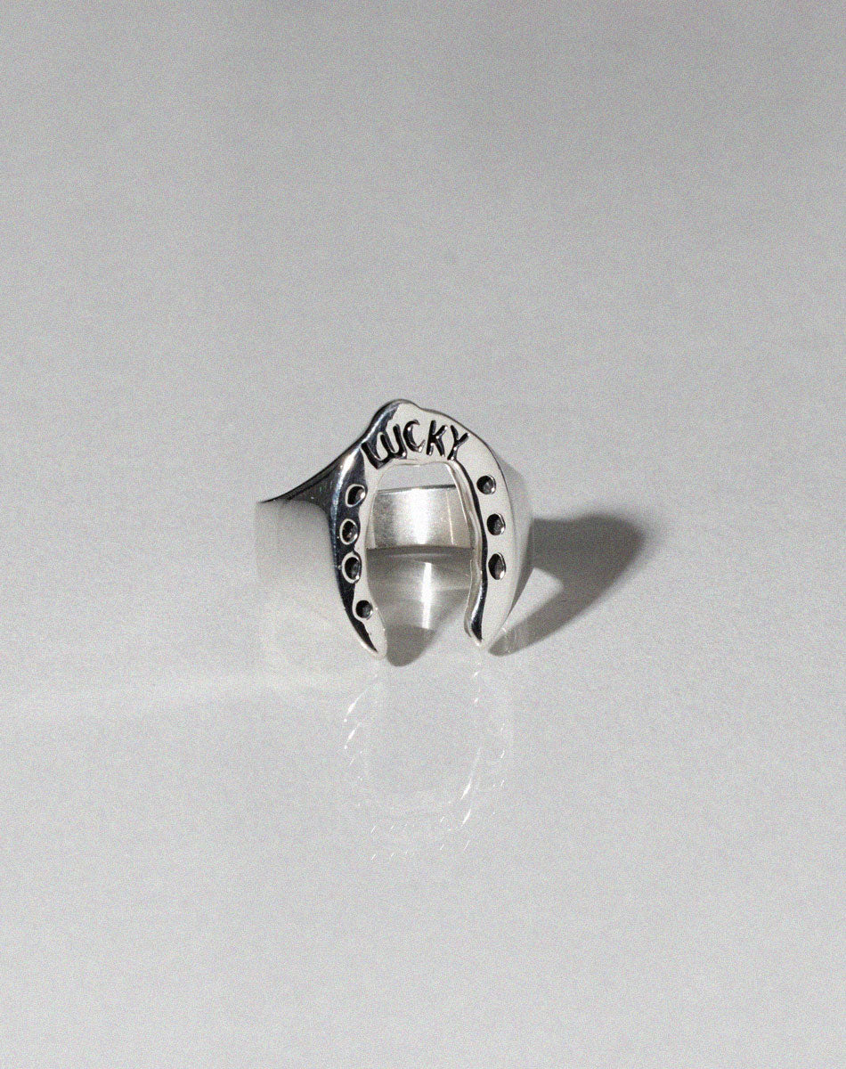 Nell Lucky Ring Oxidised | 9ct Yellow Gold