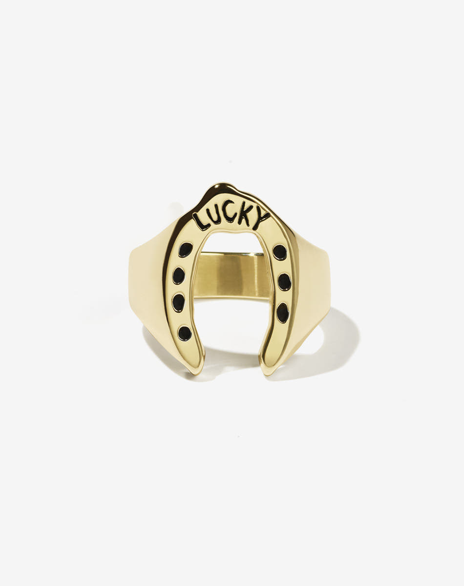 Nell Lucky Ring Oxidised | 9ct Yellow Gold